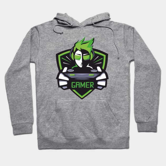 Gamer (green) Hoodie by Frenzy Fox